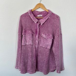 Bucketlist waffle knit shacket